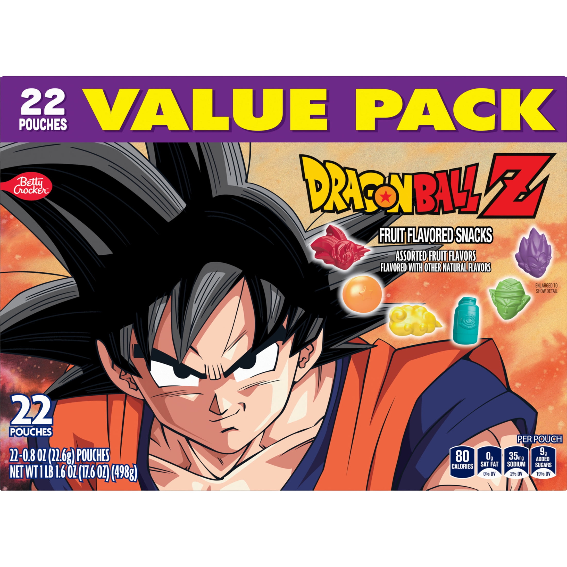 Dragon Ball Z Fruit Flavored Snacks, Gluten Free, 22 Ct, 17.6 oz