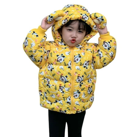 

Toddler Boys Coats Jackets Kids Baby Girls Winter Down Coats Cute Bear Ears Coats With Hoods Cotton Lined Cartoon Lightweight Jacket Outerwear