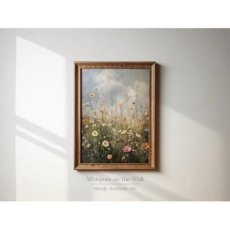 Daydreamers Wildflower Landscape Spring Wall Art Moody Print Floral Wall Art Cottagecore Decor