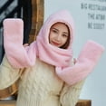 thumbnail image 3 of Dyfzdhu Women Cute Thick Hat Ear Protectors Warm Plush Scarf Gloves Set Pink, 3 of 5