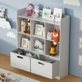 thumbnail image 5 of 4-Tier Wooden Open Shelf Bookcase with Fabric Drawers, 8 Cube Kids Bookshelf, Freestanding Book Shelves, Kids Bookcase Cubby Storage Organizer for Bedroom, Living Room, Office, White, 5 of 9