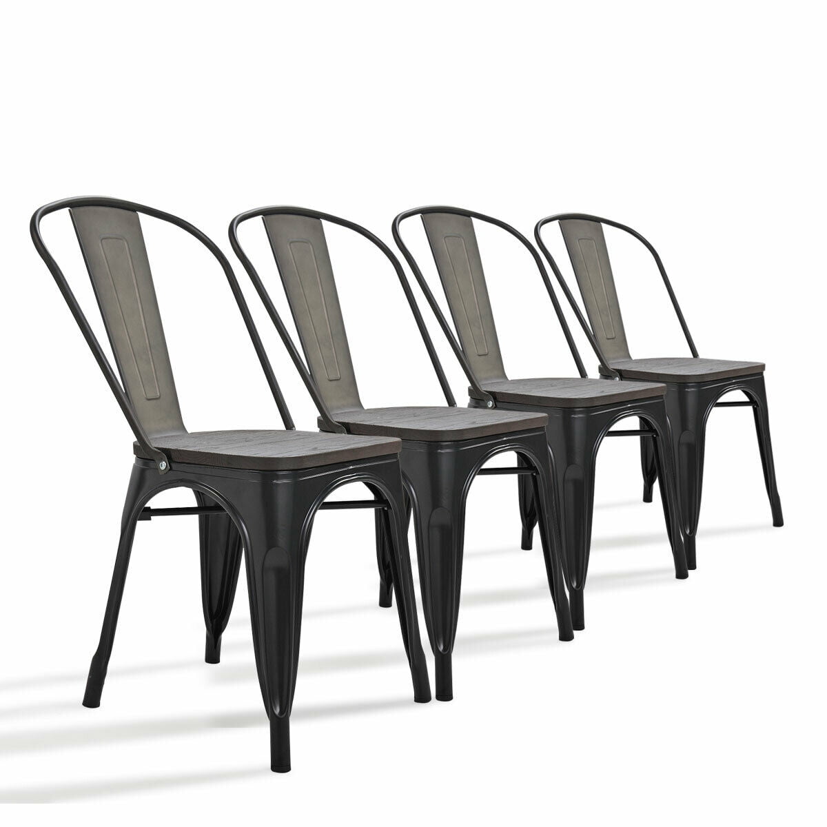 Kepooman Industrial Metal Dining Chair Set of 4, Stacking Lounge Bar Chair - Dim Gray Kepooman Industrial Metal Dining Chair Set of 4, Stacking Lounge Bar Chair - Dim Gray