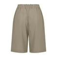 thumbnail image 4 of Pxkloy Womens Elastic Waist Shorts Cotton Linen Knee Length Shorts High Waist Drawstring Print Shorts Lounge Comfy Summer 2025 Pockets Shorts Khaki,XXL, 4 of 4