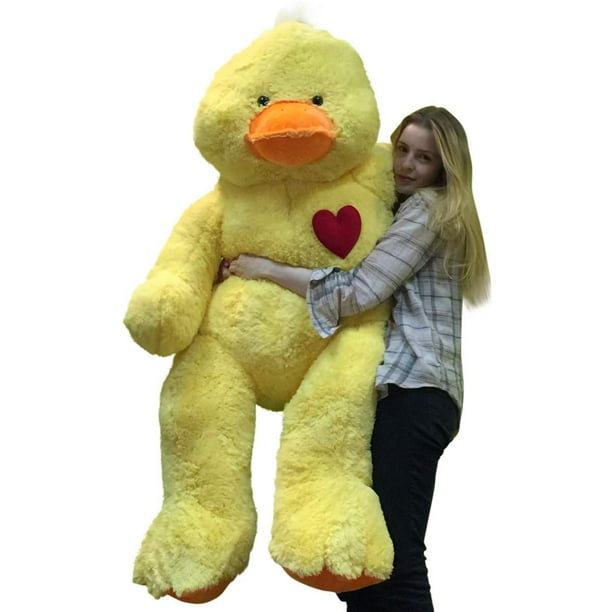 Giant Stuffed Duck 48 Inch Soft 4 Foot Plush Ducky, Heart on Chest to