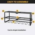 thumbnail image 6 of Power Tool Organizer, Power Drill Holder Wall Mount, 3 Layers Heavy Duty Metal Tool Storage Rack, Battery Tools Holder Shelf, Adjustable Height Iron Tool Rack for Workshop or Garage, Black, 6 of 12