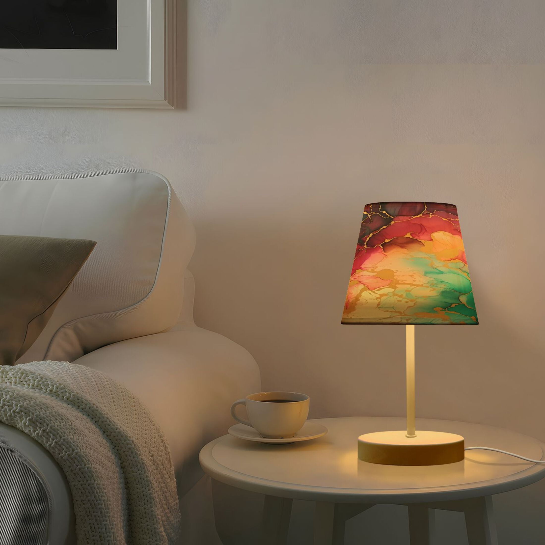 Teal Magenta Marble Desk Lamp LED Table Nightstand Lamps with 3 Color Temperatures for Home Bedroom Living Room Decor 8x12