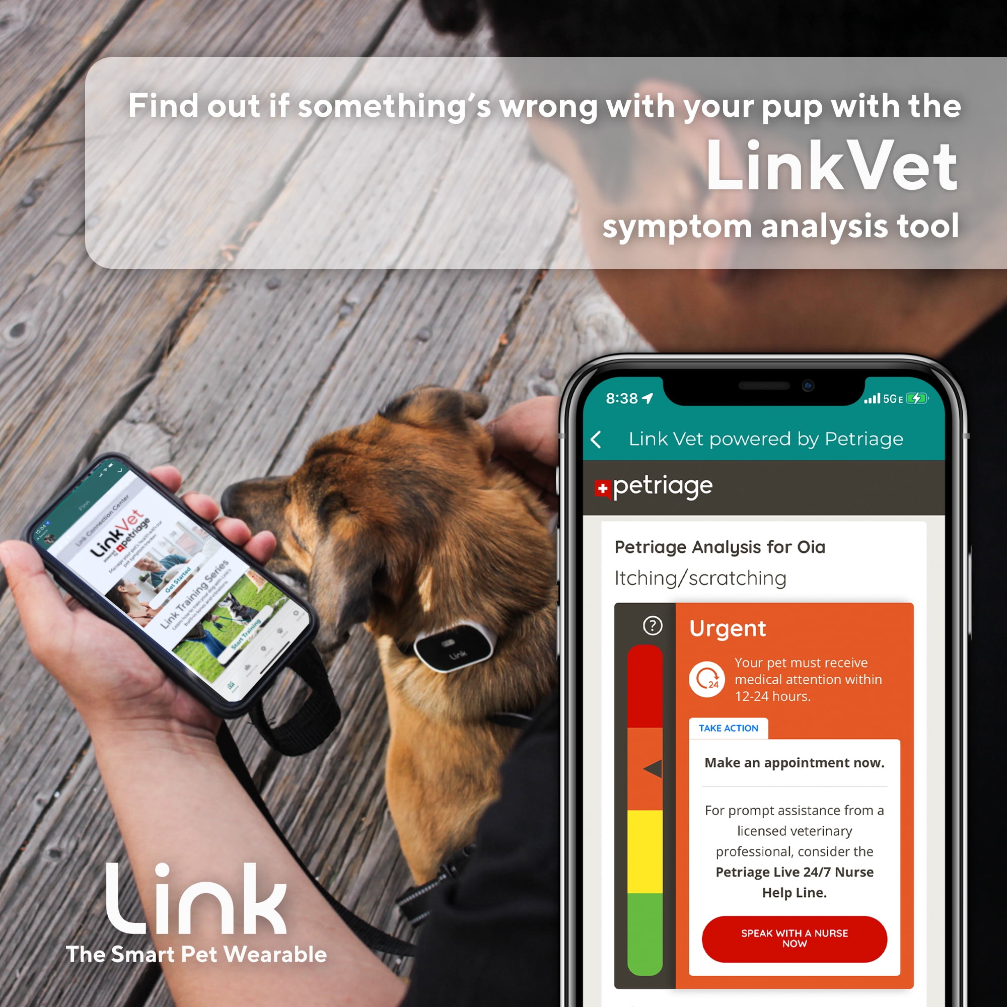 Link My Pet GPS Dog Tracker & Activity Monitor with Training Tools, Fits Any Collar
