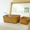 thumbnail image 5 of Baskets Storage Basket Wicker Woven Organizing Seagrass Rattan Shelves Bins Fruit Bin Container White Rectangular, 5 of 8