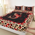 thumbnail image 4 of Manfei Cheetah Print Letter Monogrammed S Full Size Sheets 4-Piece for Women Girls,Teens Adults Shabby Chic Red Ribbon Bow Bed Sheets,Super Cozy Room Decor, 4 of 5