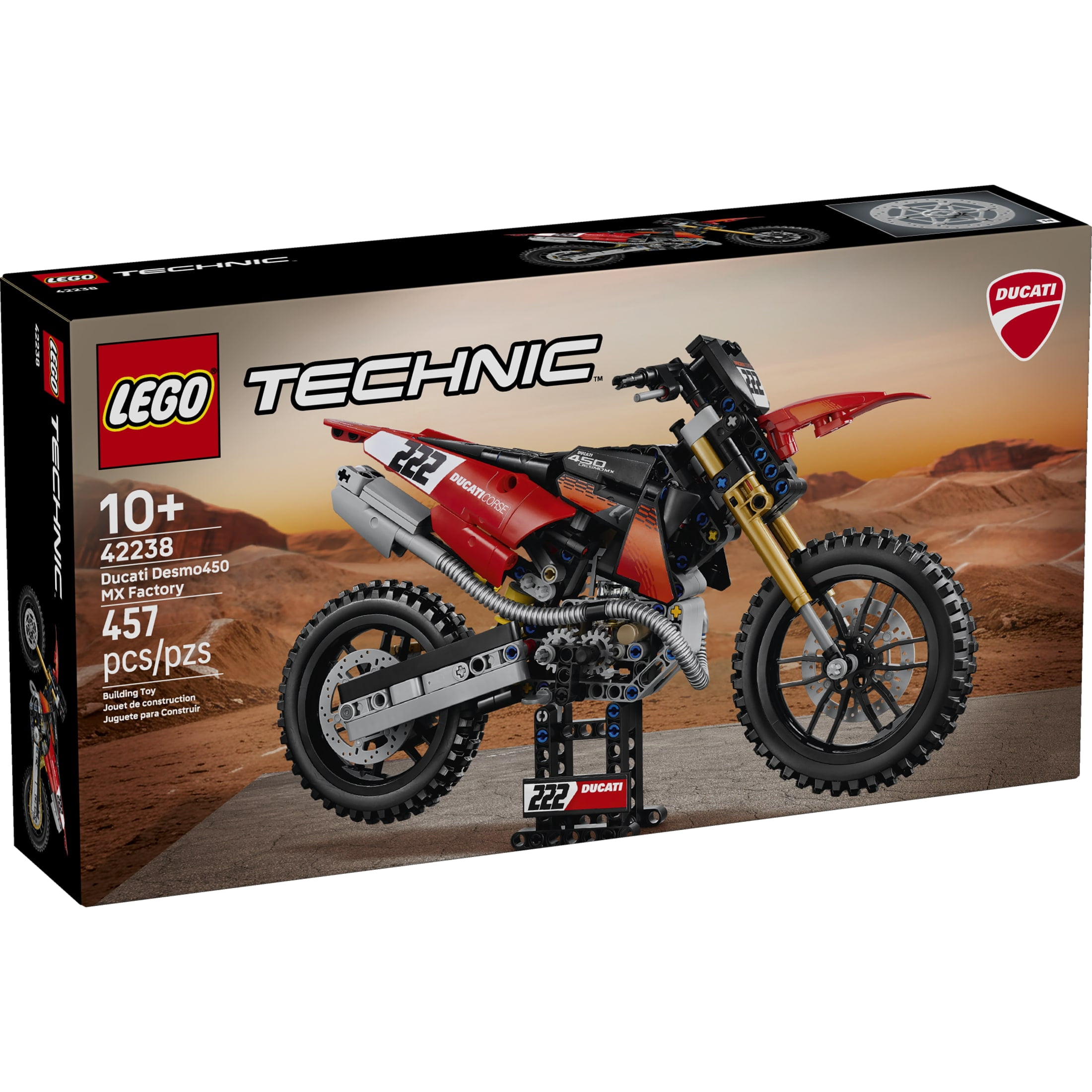 LEGO Technic Ducati Desmo450 MX Factory Motorcycle Toy - Building Toy for Boys & Girls, Ages 10+ - Kids Bedroom Decor - Motorcycle Model with Realistic Details - Gift for Birthdays - 42238