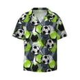 thumbnail image 2 of Lsque Football print Men's Cuban Collar Short Sleeve Shirt Summer Beachwear Casual Button Down Fashionable Vacation Leisure Shirt-Medium, 2 of 7