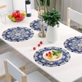 thumbnail image 2 of Blue Flower Round Placemat Set of 4, Non-Slip Heat Resistant & Waterproof Plate Pads for Dinner Table Table Placemats, 15.4 in Home Decor, 2 of 6