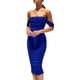 thumbnail image 1 of Vestido PRETTYGARDEN 2025 Ajustado con Hombros Descubiertos XL Azul Brillante, 1 of 7