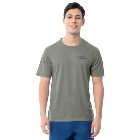 Fish N Vibe Men's Short Sleeve Fishing Performance Outdoor Graphic T-Shirt, Grey, L