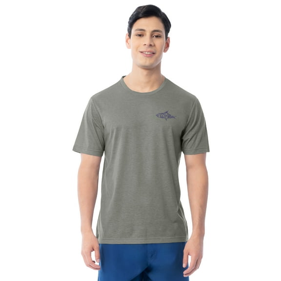 Fish N Vibe Men's Short Sleeve Fishing Performance Outdoor Graphic T-Shirt, Grey, L