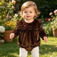 thumbnail image 2 of Staki Baby Girl Bubble Shirt Romper Outfit Long Sleeve Fall Bodysuit Top Newborn Oversized Crewneck Jumpsuit 0-18M,3-6 Months, 2 of 6