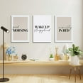 thumbnail image 4 of Bedroom Prints Set of 3,Above the Bed Decor,Good Morning Namastay in Bed Canvas Beige and White Bedroom Wall Art Above Bed Wall Art Minimalist Prints Nursery Bedroom Print Bedroom Decor 12"x16", 4 of 5