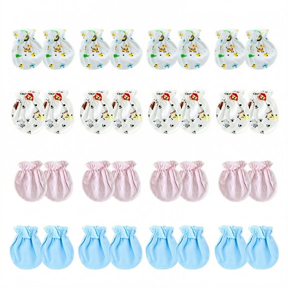 TELOLY 16 Pairs Baby Mittens,Cotton Mittens for Newborn Baby Girls,Newborn Mittens No Scratch