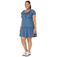 thumbnail image 3 of Celebrity Pink Women’s Denim Mini Dress with Puff Sleeves, Sizes XS-4X, 3 of 5