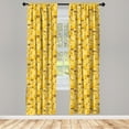 thumbnail image 3 of Ambesonne Vintage Yellow Curtains, Squares Grid, Pair of 28"x95", Marigold and Sepia, 3 of 5