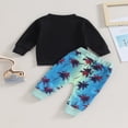 thumbnail image 3 of Baby Boy 2 Piece Outfits Letter Print Long Sleeve Sweatshirt and Tree Print Pants for Toddler Fall Clothes, 3 of 8