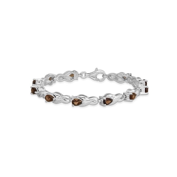 Gem & Harmony Sterling Silver Infinity 3.45 Carat (Ctw) Smoky Quartz Bracelet for Women