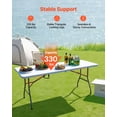thumbnail image 3 of VEVOR Folding Table, 6 Ft Heavy Duty Portable Fold-in-Half Utility Table, Indoor Outdoor Plastic Rectangle Table with Built in Handle, for Party, Dining, Wedding, Events,Picnic,Camping,White, 3 of 9