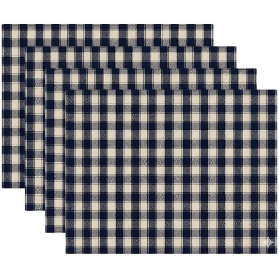 100% Cotton 100% Cotton Gingham Check / Farmhouse Plaid Tapestry Placemats for Kitchen Dining Table Mats, Easy to Clean, Machine Washable. Size: 13" x 19".