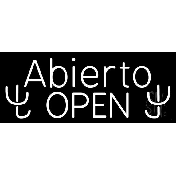 Double Stroke Abierto Open LED Neon Sign 10 x 24 - inches, Clear Edge Cut Acrylic Backing, with Dimmer - Bright and Premium built indoor LED Neon Sign for restaurant window and interior decor.