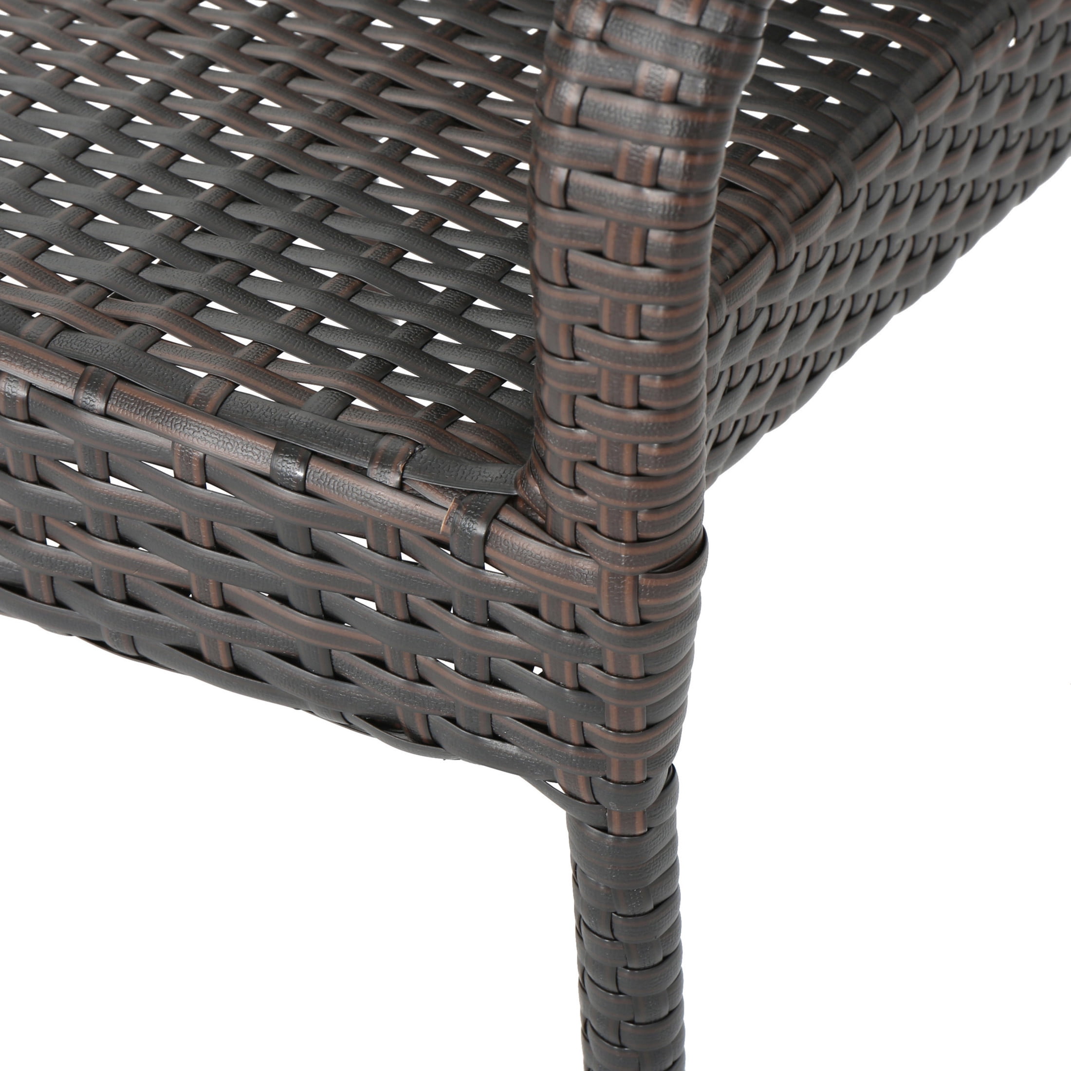 Christopher Knight Home PE Wicker Stackable Outdoor Dining Chairs, Iron Frame Patio Chairs, Brown, Set of 2
