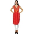 thumbnail image 2 of Bimba Womens Sleeveless Straight Cotton Kurta Printed Kurti Summer Clothing, 2 of 7