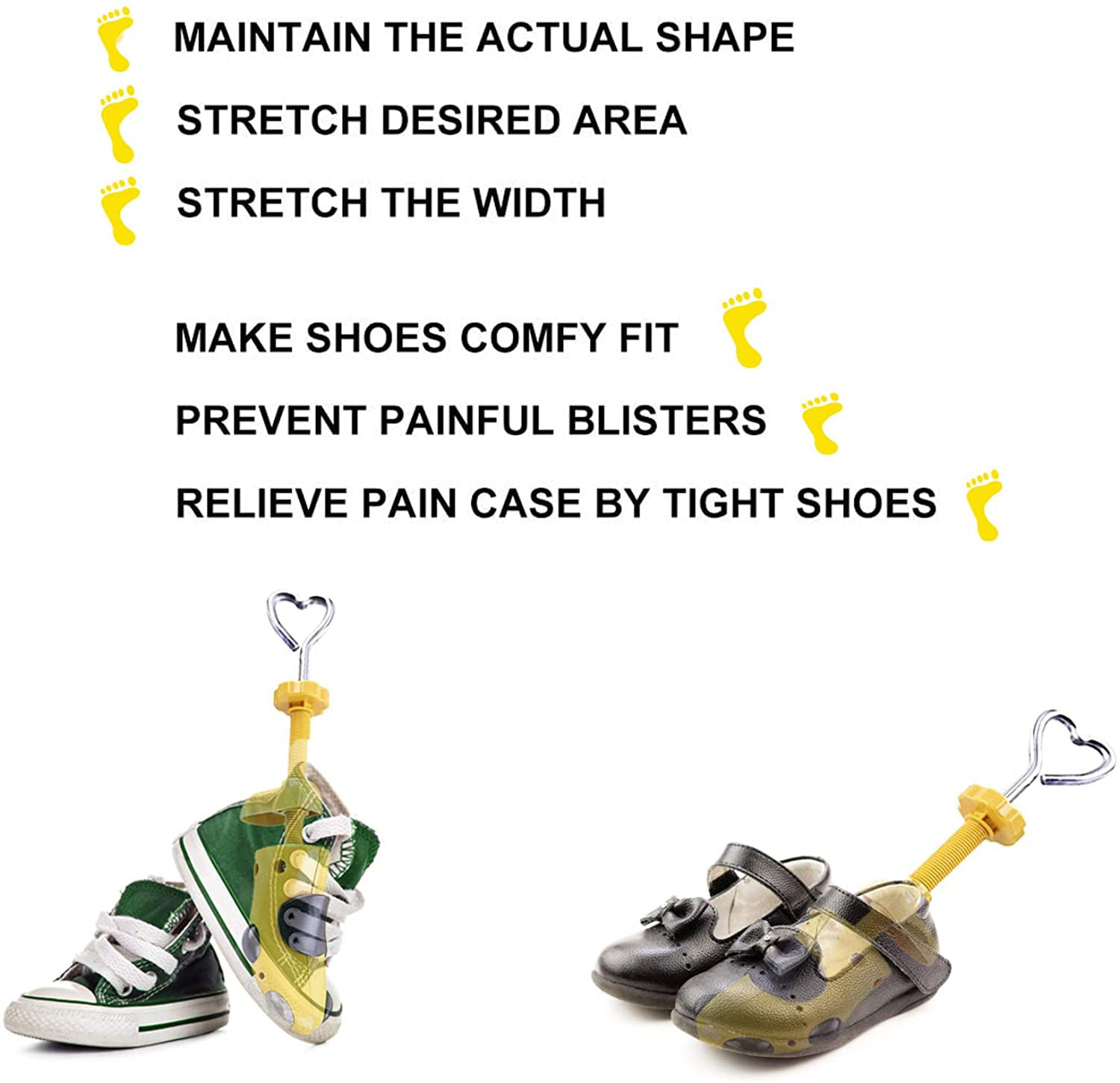 U-Yellow LETGO Shoe Stretcher for Kids fit for 7-15 Years Old Chidren,2-Way Shoe Stretcher Stretches Length Width Gifts for Kids 