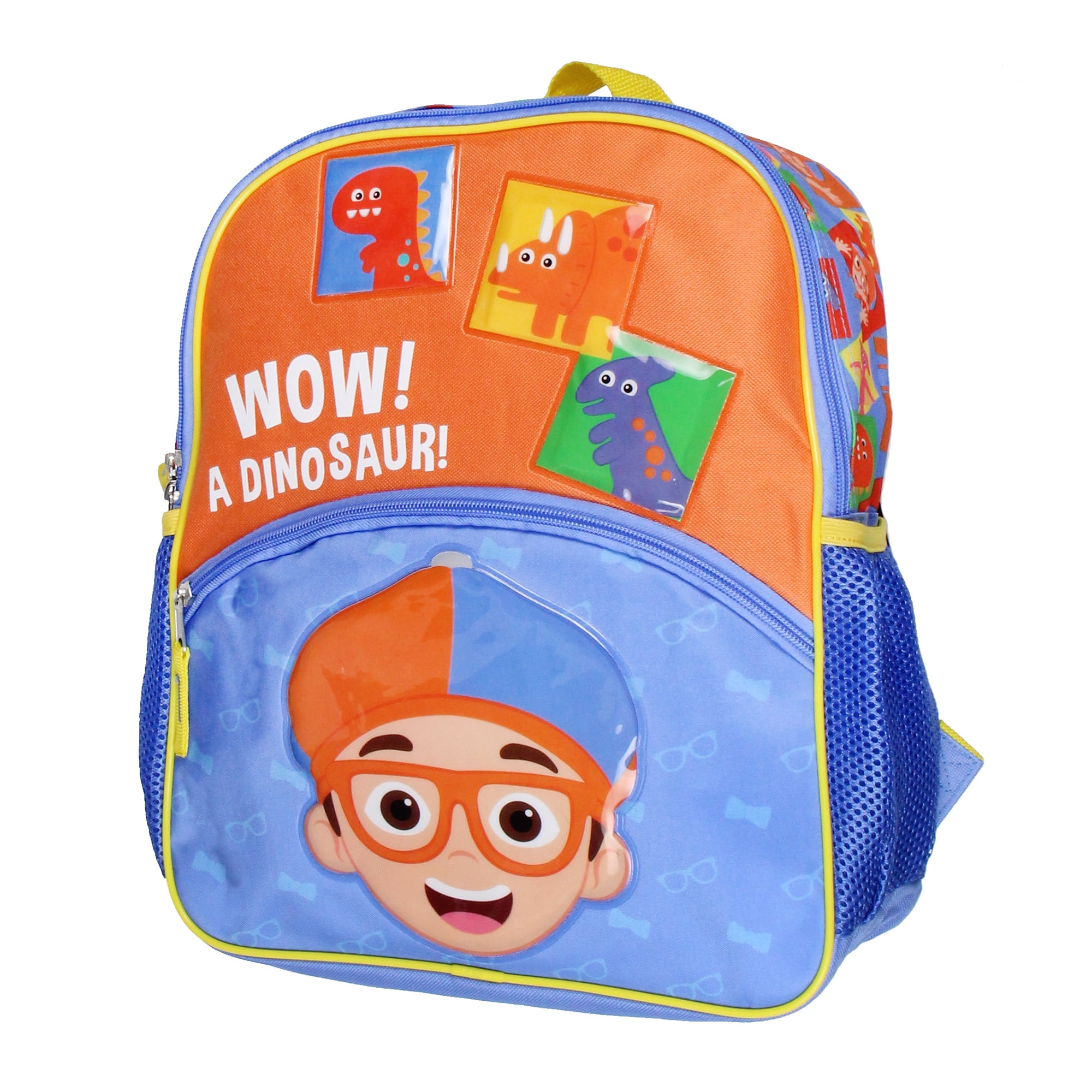 Blippi Wow! A Dinosaur 14" Kids School Travel Backpack Bag w/ Raised Character Designs