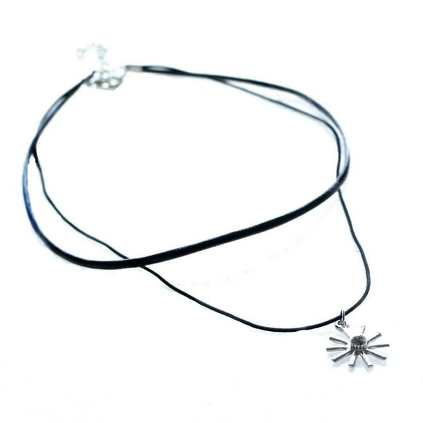 Cadena Collar de la Joyería de Moda Fernando Gargantilla de Plata de Girasol Color Negro Collar de cordón encerado