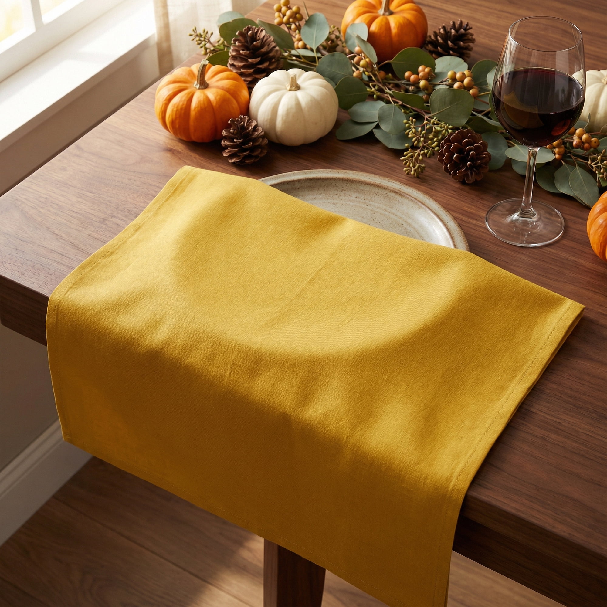 Unique Bargains 6Pcs Polyester Reusable Cloth Napkins Yellow 16x16inch