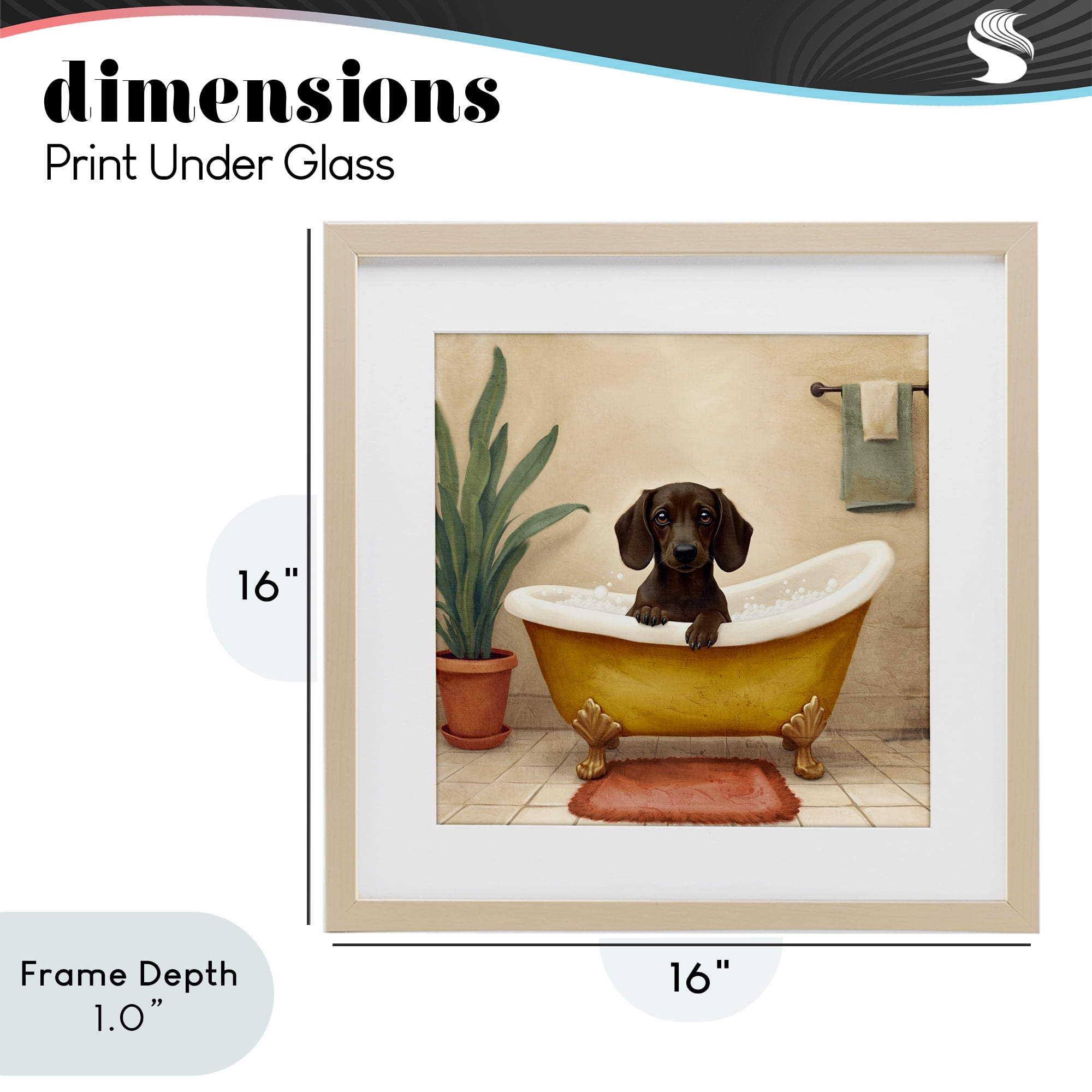 Stupell Industries Bubble Bath Brown Dog Birch Framed Print Under Glass, design by Kim Allen