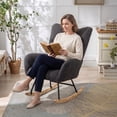 thumbnail image 2 of Leumius Rocking Chair Nursery,Teddy Upholstered Glider Rocker with High Backrest,Modern Rocking Accent Chairs Glider Recliner for Living Room, Nursery, Bedroom,Gray, 2 of 13