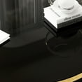 thumbnail image 5 of Holaki Gold Round Glass Coffee Table Set of 3, Black End Table Modern Living Room Table, Stainless Steel Irregular Leg, 2 Side Tables Luxury Furniture for Home Office, Black, 5 of 7