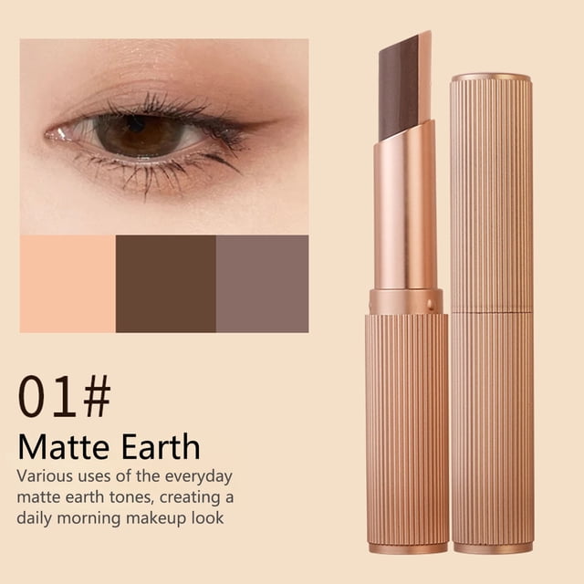 Pisexur Belleza Maquillaje Sombra de ojos en barra de 3 colores, larga duración, resistente al agua, cremosa, con vitamina E, para maquillaje de día y de noche, 3,5 gpara mujeres y hombres