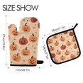 thumbnail image 2 of Yayeee Oven Mitts and Pot Holder Set of 2 Heat Resistant Kitchen Gloves Baking Hot Pad, Colorful Halloween Pumpkin Pattern, 2 of 5