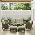 thumbnail image 2 of Crosley Furniture Rockport 6-piece Wicker Outdoor High Back Sofa Set in Brown, 2 of 5