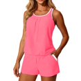 thumbnail image 6 of SOOMLON Tankini Women Plus Size Crew Neck Sleeveless Paddded Swimsuit with Boy Shorts Solid Color Summer Beach Swimwear, 6 of 9