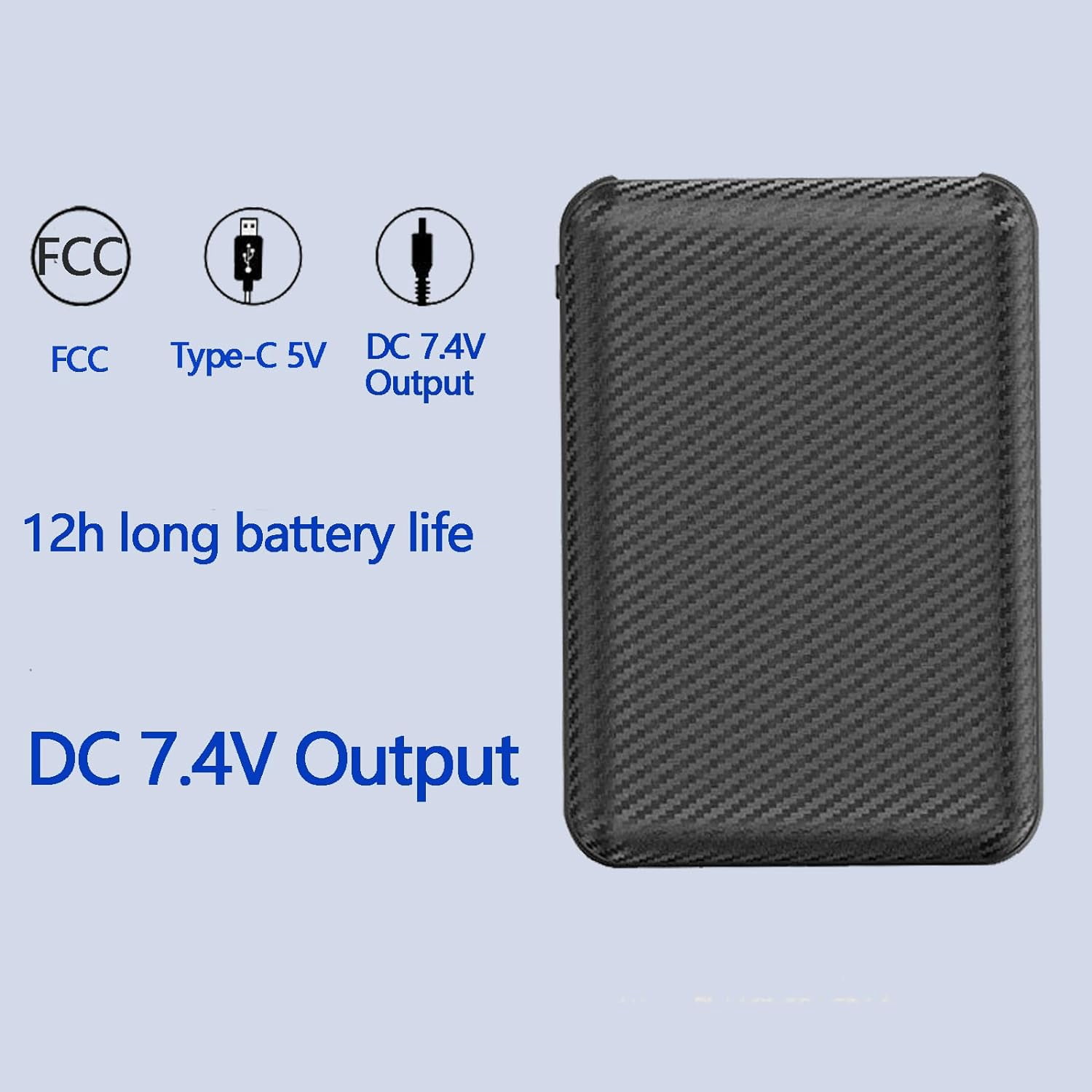 7.4V Portable Charger, 1 Pack 3A USB 3.8mm DC Ports(Comes with a 4.0 mm adapter Cable), 20000 mAh Charging Battery Pack for Cell Phone and Heated Vest,1P