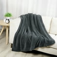 thumbnail image 2 of SoftLux Reversible 2-Tone Dark Gray and Light Gray Sherpa Dual Layer Throw Blanket, 50" x 60", Recycled Polyester, Adults and Teens, 2 of 7