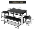 thumbnail image 3 of GloryStar 4-Piece Dining Table Set, Kitchen Table with Upholstered Bench & Two Square Stools, Modern Dining Room Furniture, 3 of 7