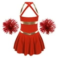 thumbnail image 4 of Zaldita Girls Cheer Leader Fancy Dance Dress Outfits Cheerleading Dance Costume Cheer Up Performance Uniform with Pom Poms Red 12, 4 of 7