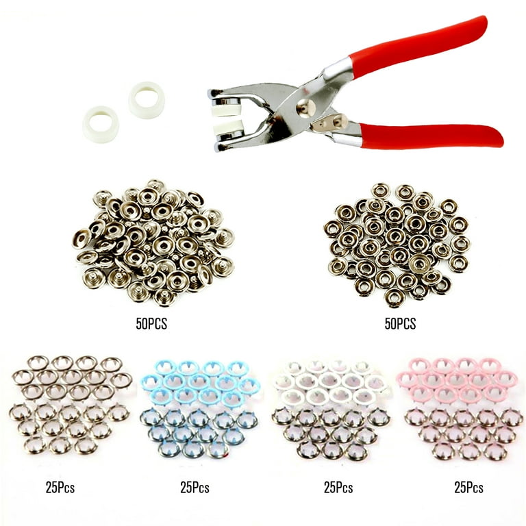 200Pcs Snap Fastener Kit Stainless Steel Snaps Buttons Set Press
