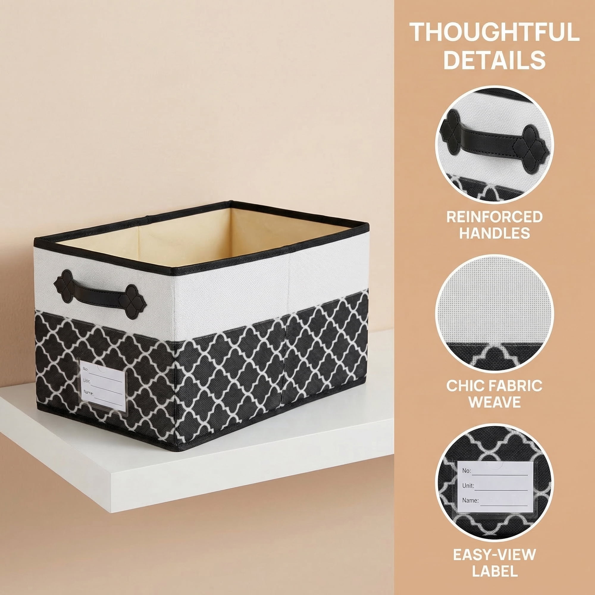 Unique Bargains Storage Basket with Handle for Organizing Objects Black 15"x9.8"x8.3"