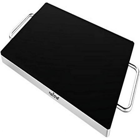 NutriChef Stainless Warming Hot Plate - Keep Food Warm w/ Portable Electric Food Tray Dish Warmer w/ Black Glass Top, For Restaurant, Parties, Buffet Serving, Table or Countertop Use - AZPKWTR30