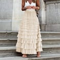 thumbnail image 5 of Womens Multilayer Ruffle Tulle Skirt Sweet Pleated Highs Waist Maxi Skirt Fairys Cake Dress Long Tutus Party Skirt Gifts, 5 of 9